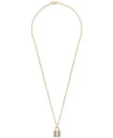 Wrapped Diamond Padlock 18" Pendant Necklace (1/6 ct. t.w.) in 14k Gold-Plated Sterling Silver, Created for Macy's - Gold