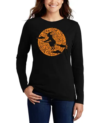 La Pop Art Women's Spooky Witch Word Long Sleeve T-shirt