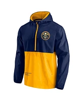 Men's Fanatics Navy and Gold Denver Nuggets Anorak Block Party Windbreaker Half-Zip Hoodie Jacket