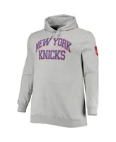 Men's Mitchell & Ness Patrick Ewing Heathered Gray New York Knicks Big and Tall Name Number Pullover Hoodie