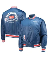 Men's Nike Blue Nba 75th Anniversary Courtside Satin Full-Snap Jacket