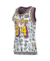 Women's Mitchell & Ness Shaquille O'Neal White Los Angeles Lakers 1996 Doodle Swingman Jersey