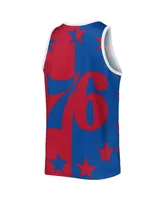 Men's Mitchell & Ness Allen Iverson Royal and Red Philadelphia 76ers Sublimated Player Tank Top