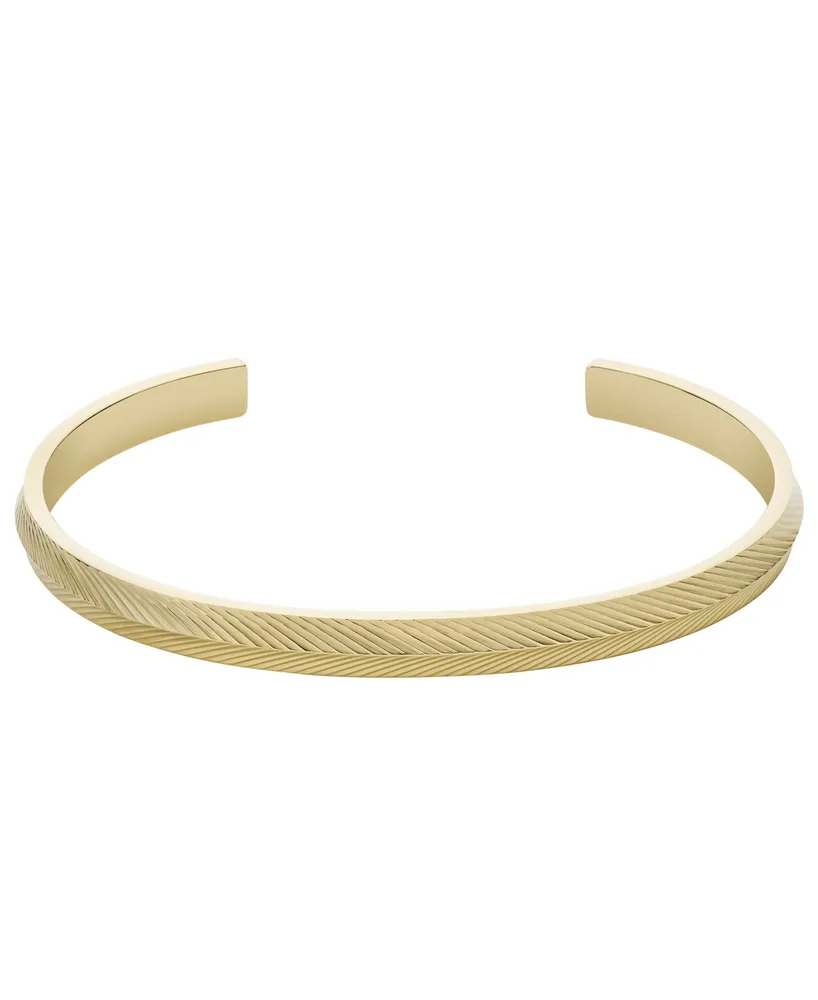 Fossil Sadie Linear Texture Gold-tone Stainless Steel Bangle Bracelet - Gold