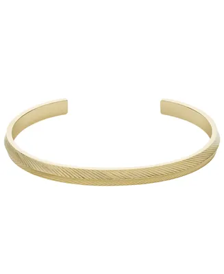 Fossil Sadie Linear Texture Gold-tone Stainless Steel Bangle Bracelet - Gold