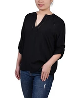 Ny Collection Women's Raglan Sleeve Split Neck Blouse Top