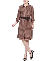Ny Collection Women's 3/4 Roll Tab Sleeve Shirt Dress
