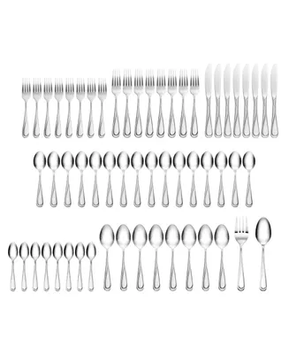 Hampton Forge 18/0 Stainless Steel Swirl Mirror 58 Piece Flatware Set, Service for 8