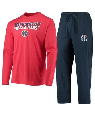 Men's Concepts Sport Navy, Red Washington Wizards Long Sleeve T-Shirt & Pants Sleep Set