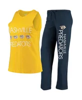 Women's Concepts Sport Gold, Navy Nashville Predators Meter Tank Top & Pants Sleep Set