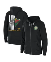 Women's Wear by Erin Andrews Black Minnesota Wild Sponge Fleece Full-Zip Hoodie