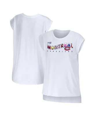 Women's Wear by Erin Andrews White Montreal Canadiens Greetings From Muscle T-shirt