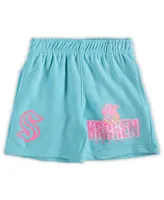 Preschool Boys and Girls White, Light Blue Seattle Kraken Wave Breaker T-shirt Shorts Set