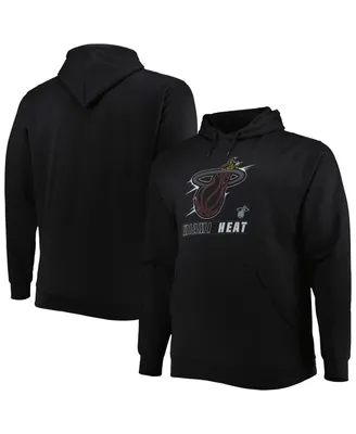 Men's Black Miami Heat Big and Tall Heart and Soul Pullover Hoodie