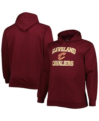 Men's Wine Cleveland Cavaliers Big and Tall Heart and Soul Pullover Hoodie