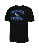 Men's Black Charlotte Hornets Big and Tall Heart Soul T-shirt