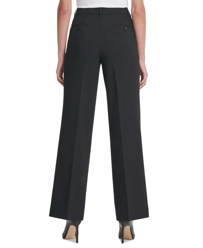 Dkny Petite Solid Fixed-Waist Slant-Pocket Wide-Leg Pants, Created for Macy's