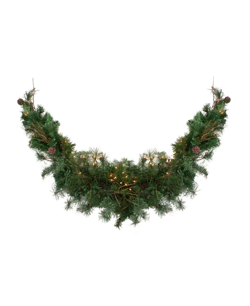 Northlight Pre- Lit Country Mixed Pine Artificial Christmas Swag With Clear Lights, 72"