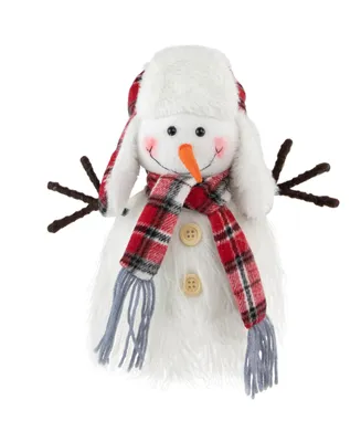 Northlight Snowman in Plaid Trapper Hat Christmas Decoration, 10"