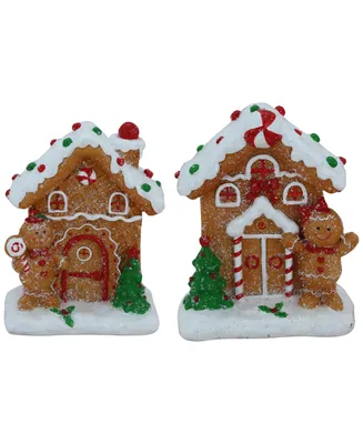 Northlight 5" Gingerbread Houses With Gingerbread Boy and Girl Christmas Decoration, Set of 2