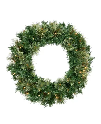 Northlight Pre- Lit Oregon Cashmere Pine Artificial Christmas Wreath With Clear Lights, 24"