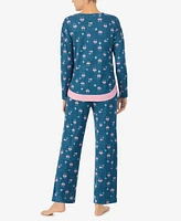 Ellen Tracy Women's Long Sleeve Crew Neck Pajamas Set