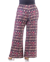 24seven Comfort Apparel Plus Elastic Waist Palazzo Pants