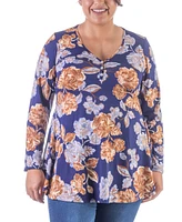 24seven Comfort Apparel Plus V-neck Tunic Top