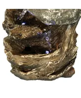 Sunnydaze Decor Tiered Rock and Log Indoor Water Fountain with LEDs - 10.5 in