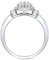 Promised Love Diamond Baguette & Round Cluster Ring (1/3 ct. t.w.) in Sterling Silver