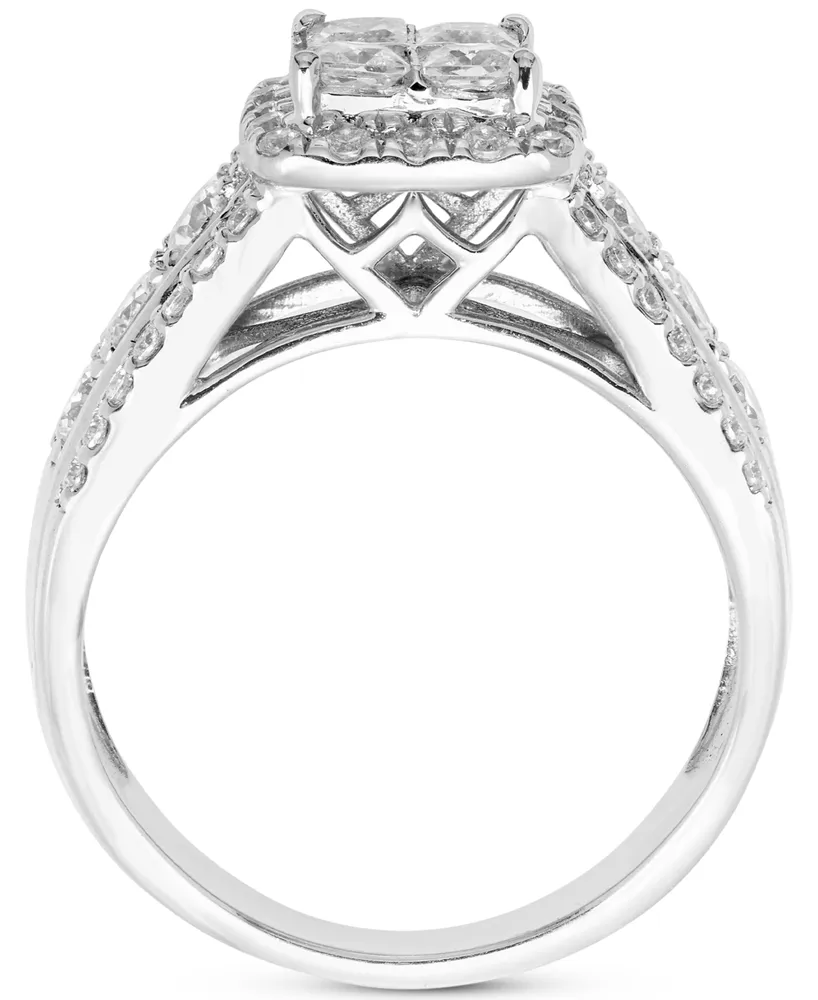 Diamond Princess Halo Engagement Ring (1-5/8 ct. t.w.) in 14k White Gold