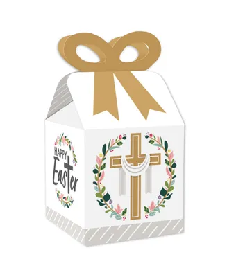 Religious Easter - Square Favor Gift Boxes - Christian Holiday Bow Boxes - 12 Ct