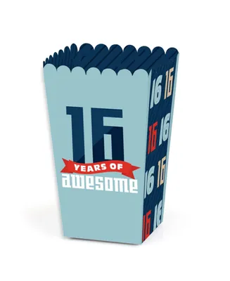 Boy 16th Birthday - Sweet Sixteen Birthday Party Favor Popcorn Treat Boxes 12 Ct