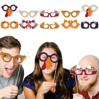 Big Dot of Happiness Friends Thanksgiving Feast Glasses - Paper Photo Booth Props Kit - 10 Count