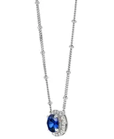 Lab-Grown Sapphire (1-5/8 ct. t.w.) & Lab-Grown White Sapphire (1/6 ct. t.w.) Halo Pendant Necklace in Sterling Silver, 16" + 2" extender