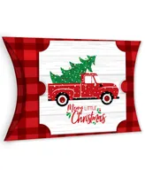 Big Dot of Happiness Merry Little Christmas Tree - Favor Gift Boxes - Red Truck Christmas Party Large Pillow Boxes - Set of 12