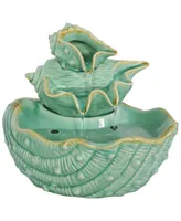 Sunnydaze Decor Stacked Seashells 7-Inch Indoor Ceramic Tabletop Fountain - Electric Submersible Pump with Adjustable Flow