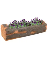 Sunnydaze Decor 35 in Polyresin Rustic Outdoor Raised Log Flower Pot Planter