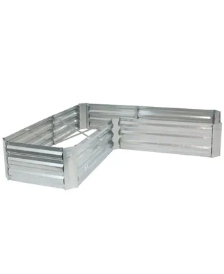 Sunnydaze Decor Galvanized Steel L-Shaped Raised Garden Bed - 59.5 in - Silver