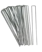 25 Pack Galvanized Garden Stakes - Landscape Staples - U Shaped Garden Staples - Landscape Yard Stakes for Gardening - 12 Inch