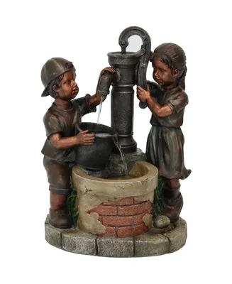 Sunnydaze Decor Jack and Jill at Water Pump and Well Water Fountain - 24 in
