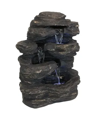 Sunnydaze Decor Polystone Rock Falls Waterfall Fountain with Led Lights - 24 in