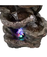 Sunnydaze Decor Staggered Rock Falls Indoor Water Fountain with LEDs - 11 in