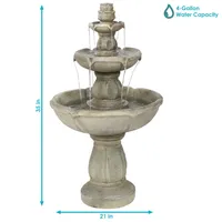 Sunnydaze Decor Birds' Delight Fiberglass Outdoor 3-Tier Water Fountain