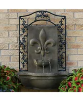 Sunnydaze Decor French Lily 33-Inch Polystone Outdoor Wall Water Fountain - Electric Submersible Pump
