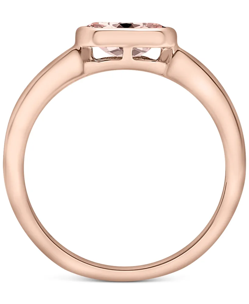 Lab-grown Morganite Oval Bezel Ring (5/8 ct. t.w.) 14k Rose Gold-Plated Sterling Silver (Also Opal)