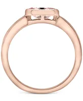 Lab-grown Morganite Oval Bezel Ring (5/8 ct. t.w.) 14k Rose Gold-Plated Sterling Silver (Also Opal)