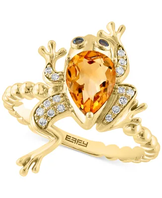 Effy Multi-Gemstone (1-1/3 ct. t.w.) & Diamond (1/20 ct. t.w.) Frog Ring in 14k Gold
