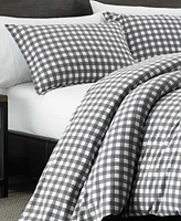 Eddie Bauer Preston Grey Cotton Flannel 2 Piece Duvet Cover Set, Twin