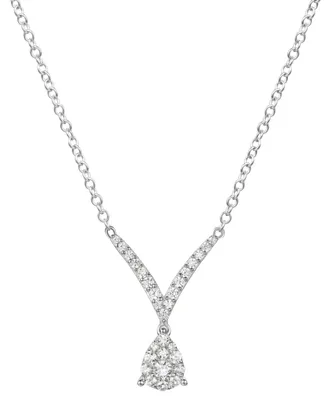 Diamond Teardrop 17" Statement Necklace (1/3 ct. t.w.) in Sterling Silver